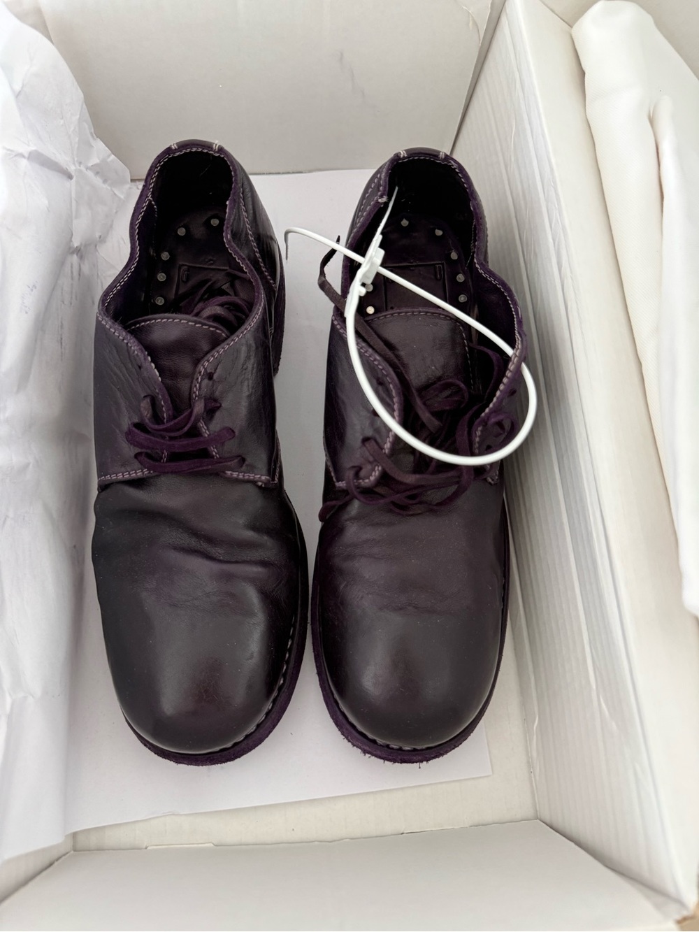 Authentic NWT Guidi Women’s Dark Plum Leather Chukka shoes